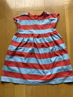 マリメッコ　ノースリーブ赤水色ストライプワンピース　100サイズ