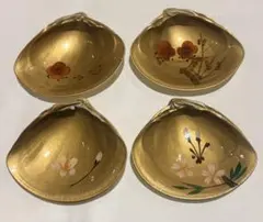 ハマグリ 貝合わせ 4枚セット 金彩 花柄 梅 桜