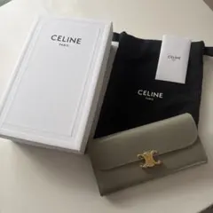 CELINE トリオンフ フラップ長財布 グレーのサムネイル