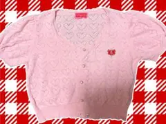 ハート透かし編み 半袖カーディガン ピンク BABY,THE STARS SHIのサムネイル