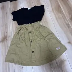 Dickies 半袖ワンピース 黒/ベージュ　110cmのサムネイル