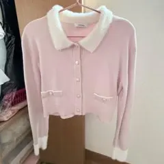 INGNI フェザー襟ニットカーディガン