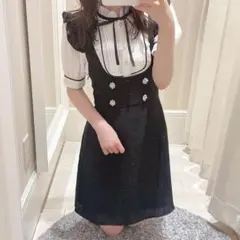 完売品◆evelyn エブリン オリジナルビジューキャミOP ブラック ツイード