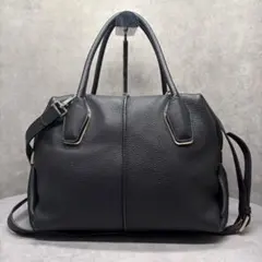 TOD’S トッズ 2WAY レザーミニボストン 黒 シボ革 ショルダー付