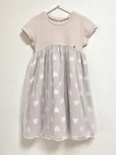 プティマイン ハート柄チュールワンピース ピンク 120cm