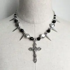 y2k フェアリーグランジ ネックレス クロス 十字架 ロザリオ 棘 スパイク