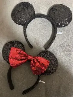 ディズニー ミッキー ミニー スパンコール カチューシャ 2個セット