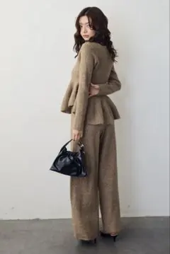 Frene ペプラムニット セットアップ ブラウン パンツのみ