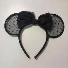 ディズニー カチューシャ レース 黒