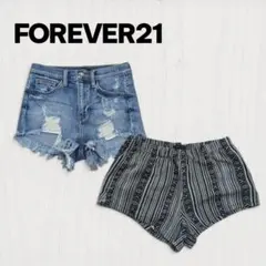 FOREVER21 XS・US24 ショートパンツ2点セット デニム 柄パンのサムネイル