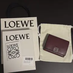 《値下げ》ロエベ アナグラム トライフォールド ウォレット 三つ折り財布 赤系