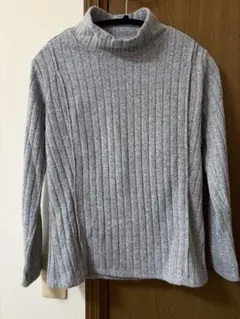 秋冬　マタニティ　授乳口付きハイネックリブニット　産前産後