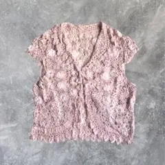 フラワーレース かぎ編み ショートスリーブ カーディガン 森ガール フェアリー