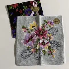 未使用　FEILER 花柄 タオルハンカチ グレー　フェイラー