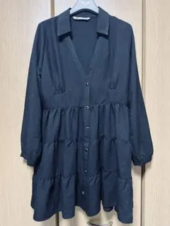 ✡️ZARA ブラック シャツワンピース L