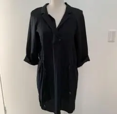 ZARA ザラ7分丈カットソープルオーバー襟付き ブラック