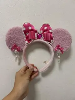 ディズニー　ミニー　フリル　イヤリング　ピンク　ブルー　カチューシャ　ペア　♡ ディズニー ピンク ブルー イヤリング カチューシャ ミニー ペア