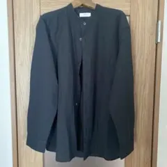 UNIQLO バンドカラー ブラックシャツ　リネンシャツ　麻
