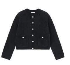 【GU】ツイーディーニットカーディガン　ネイビー