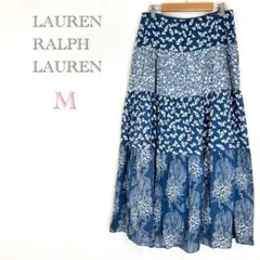 ♦︎ラルフローレン【M】ティアードスカート　ボヘミアン風　パッチワーク　ロングのサムネイル