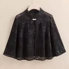 ケープ 黒 ブラック フォーマル 結婚式 パーティー 卒業式 羽織 上品