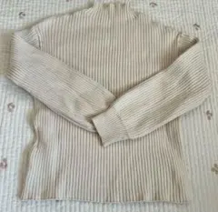 グローバルワーク　白　トップス　長袖　M アイボリー　無地　リブ　ニット