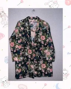 ゴブラン織り 薄手 ジャケット テーラード 総柄 花柄、美品