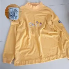 シナコバ ハイネック スウェット イエロー マリン 刺繍 ロゴ　XL