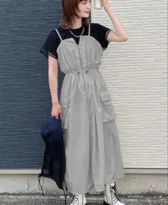 【新品未使用】SHEINグレー キャミワンピース ポケット付き