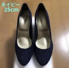 未使用　velikoko ネイビーレースハイヒール　25cmのサムネイル