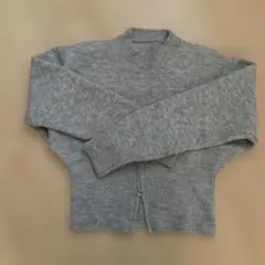 グレー クロップドニットセーター ジッパー付き