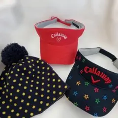 Ladies/3点おまとめ/Callawayバイザーニット帽/ゴルフ/綺麗目商品