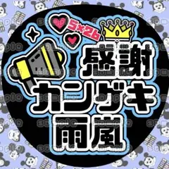 ♡嵐 感謝カンゲキ雨嵐 ファンサうちわ♡(黒背景×水色)