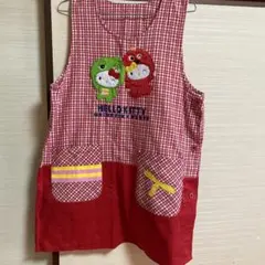 ハローキティ エプロン 赤と白のチェック柄　保育士