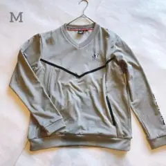 CLUNK メンズゴルフウェア　 刺繍ロゴ　Vネック スウェット　グレー　M