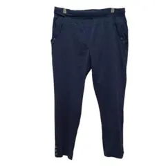 ❤欧州古着 レトロドット柄 スリムパンツ デコラティブボタン ネイビー 2XL