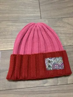 TITICACA チチカカ　ニット帽 ピンク×レッド ペイズリー柄