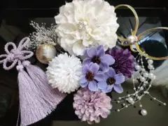 和装振袖袴成人式卒業式結婚式等に髪飾り　白と淡い紫