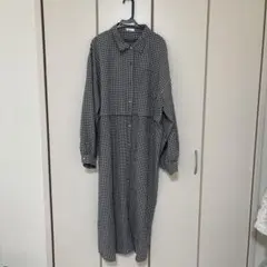 チェック柄シャツワンピース 長袖
