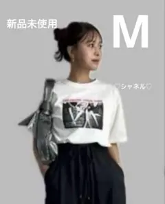 しまむら　新品未使用　MEGMI 発泡プリントTシャツ ホワイト　Mのサムネイル