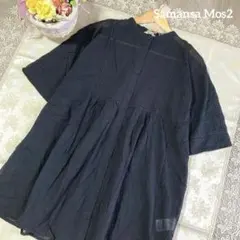 サマンサモスモス新品✨はしご　レース　ギャザーブラウス　ブラックのサムネイル