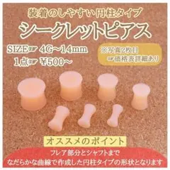 円柱型 シークレット シリコン ピアス 14mm