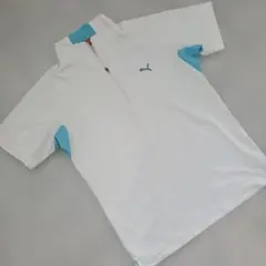 PUMA ハーフジップポロシャツ ホワイト/ブルー