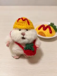 【オムライスコーデ】はむにぎり 帽子 トマトポシェット 着せ替え 編み物