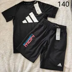 アディダス　140 　半袖Tシャツ　ハーフパンツ　上下セット　セットアップ　黒