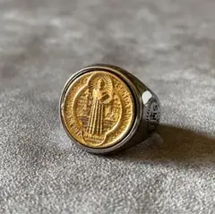 メキシカンジュエリー シルバー ゴールド シグネットリング コンパス