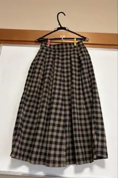 チェック柄フレアロングパンツ