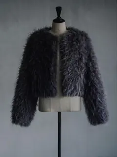 グレーモフモフファーショートコート