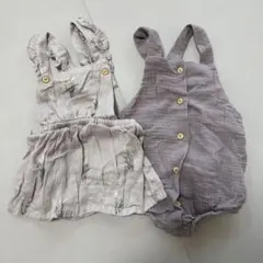 【60〜70】H&M コットン サロペット 2着セット
