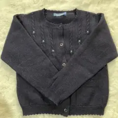 ファミリア　ネイビー　カーディガン ボタン付き